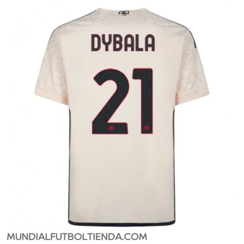 Camiseta AS Roma Paulo Dybala #21 Segunda Equipación Replica 2023-24 mangas cortas